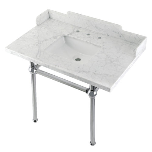 Kingston Brass LMS3630MBSQ8 Pemberton 36" Carrara Marble Console Sink